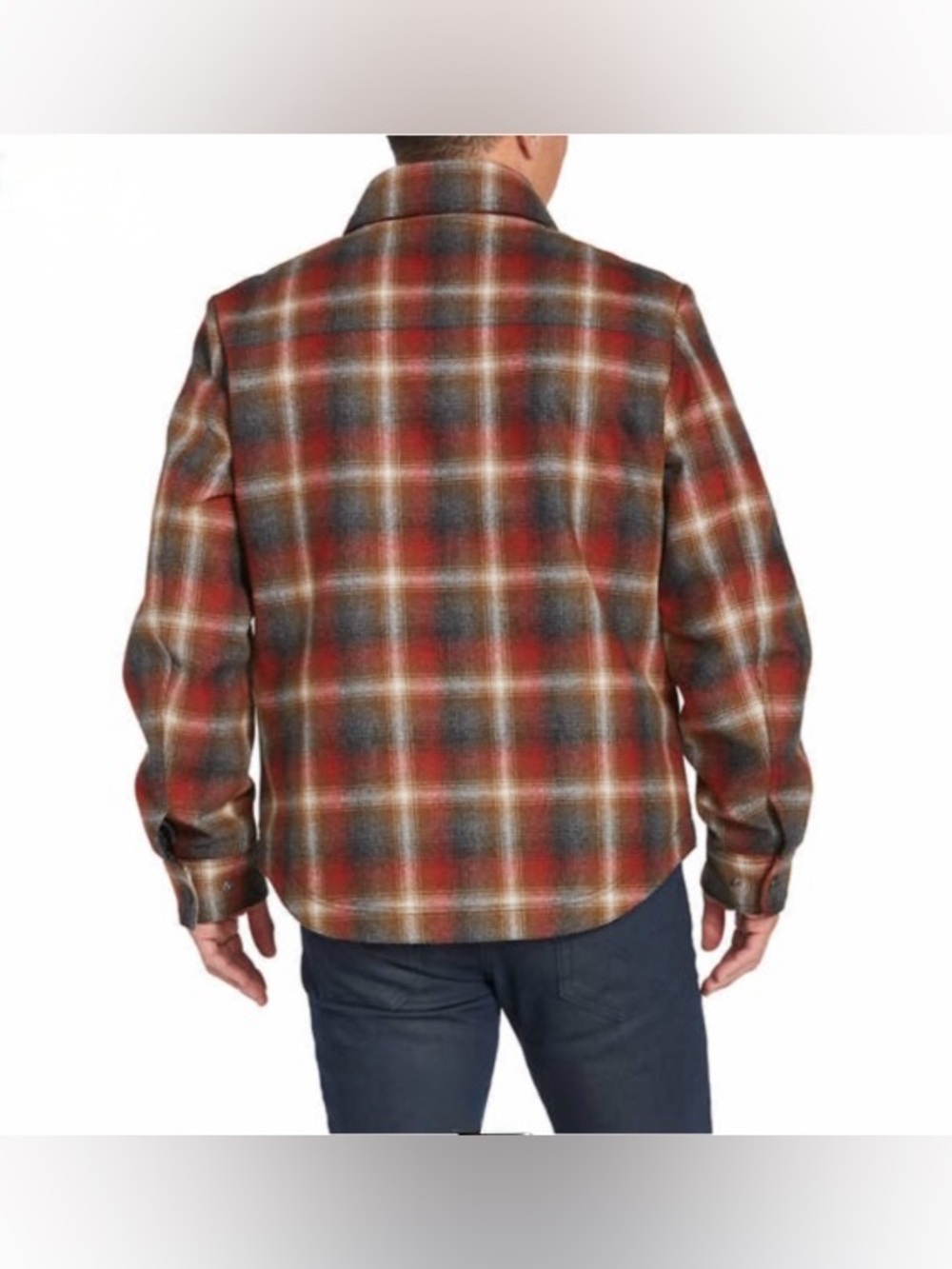 Pendleton Red Plaid Wool Blend Shirt Jacket with Black Chest Pocket / Men’s L - Picture 4 of 11